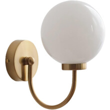 Applique murale chic, finition laiton doré avec abat-jour globe blanc laiteux, compatible avec les ampoules LED à économie d'énergie, éclairage