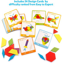 Set de puzzle-uri geometrice din lemn pentru învățare timpurie, puzzle cu forme Tangram cu 130 de piese, jucărie de raționament spațial pentru