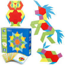 Set de jucării cu relații spațiale, puzzle cu forme Tangram pentru copii, antrenor de abilități motorii fine, puzzle geometric din lemn cu 130