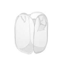 Effortless Laundry Solution: Collapsible Easy-to-Carry, Reinforced Handles Mesh Laundry Basket for College Dorm, Hotel, Travel (70L, White)