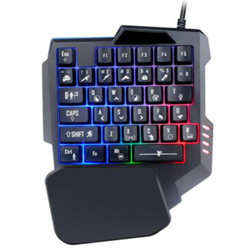 Blue Switch Gaming Companion, 35Keys, RGB Backlit, Ergonomic Wrist Support, Compact Size, Fast Charging, Game Controller for Desktop, PC, Mac,