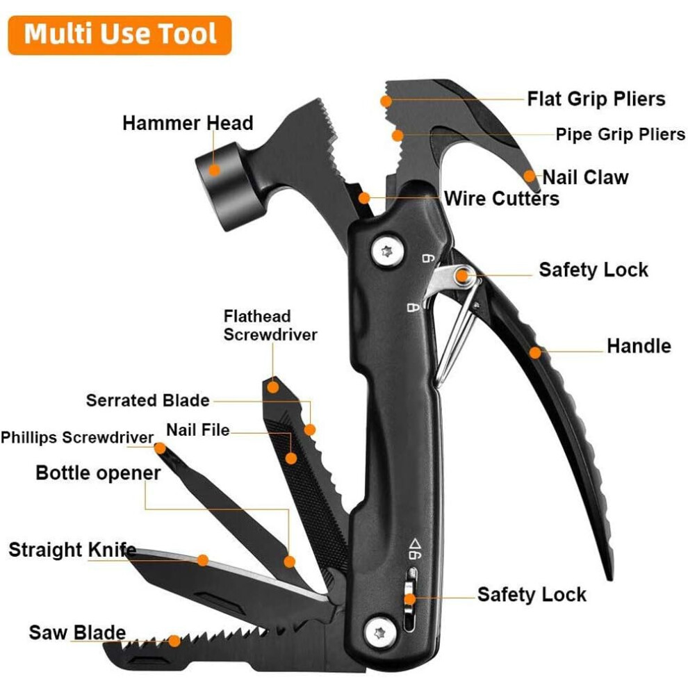 Ultimate 15-In-1 Multitool Hammer, Your Versatile Companion For Outdoor Adventures And Diy Projects 9169997000972