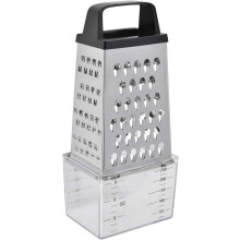 Veelzijdige roestvrijstalen rasp, 4-zijdig keukenhulpmiddel met ergonomische rubberen handgreep, vintage stijl voor gemakkelijk raspen, snijden en