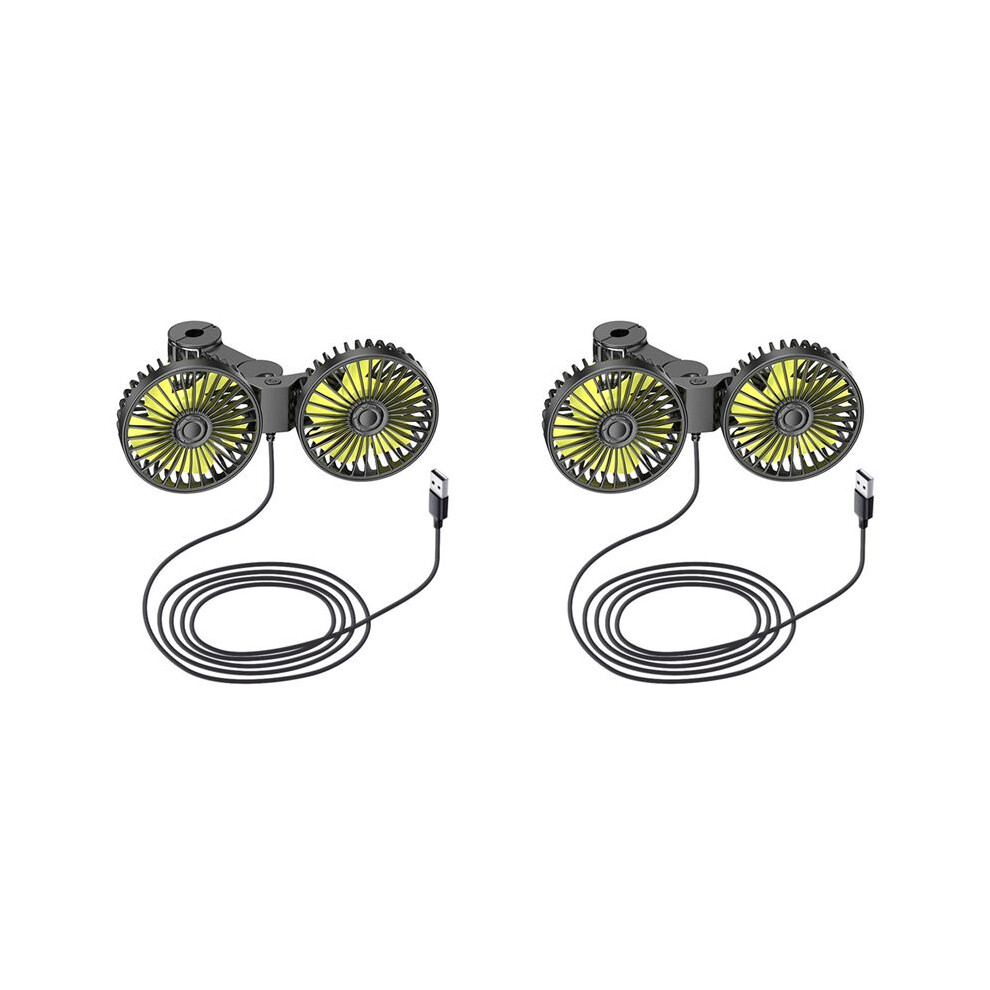 2X Usb Car Cooling Fans For Backseat, Dual Car Fan For Kids 3 Speeds 360 Rotatable Vehicle Rear Headrest Fans 6031431271350