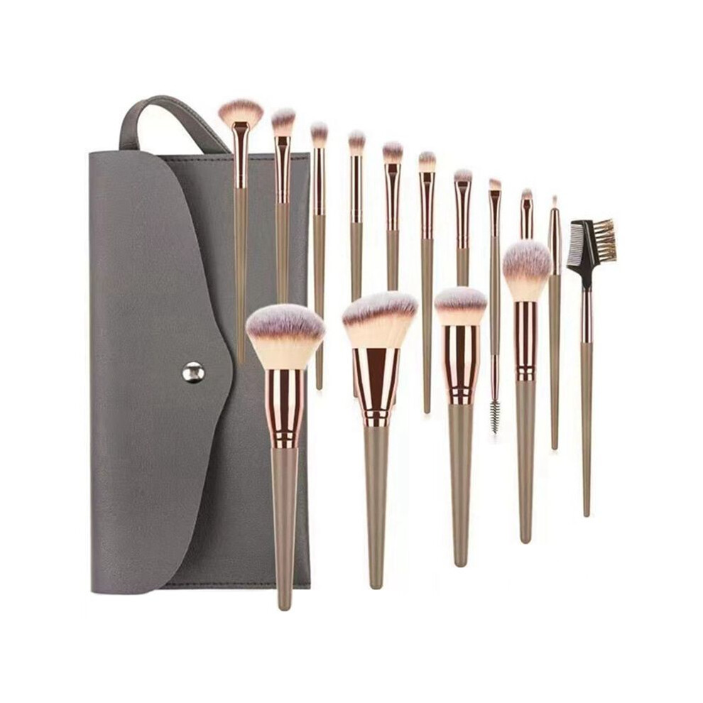 Gold 15Pcs Champagne Makeup Brush Set Loose Powder Brush Foundation Brush Eyebrow Brush Full Set Makeup Brush