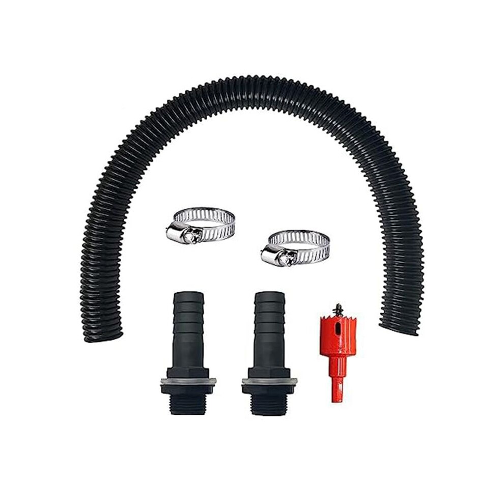 Rain Butt Connection Set Including 2 Hose Sockets And 50 Cm Connection Hose, 25 Mm With Lock Nut, For Rainwater Barrels 6032065371812