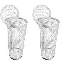 2Pcs Rolling Grill Basket Stainless Steel Wire Mesh Cylinder Grilling Basket Outdoor Round Grill Basket for Grill