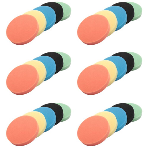 30 Peças de 6 Polegadas (150 mm) Esponja Plana Luz Amarela Almofada de Polimento Kit de Almofada de Polimento para Carro