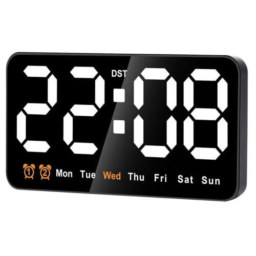 Digital Wall Clock, 9Inch LED Digital Clock Large Display with 12/24H,  Digits,Small Silent Wall Clock(White)