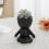 4PCS Artificial Succulent Planters,  Potted Ceramic Succulent Decor,  Human Shaped Black Pots Small Pots 5