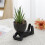 4PCS Artificial Succulent Planters,  Potted Ceramic Succulent Decor,  Human Shaped Black Pots Small Pots 4