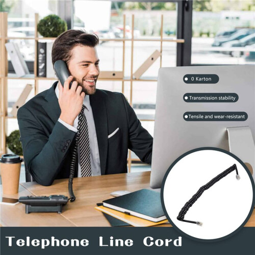 9.3" Black RJ9 Telephone Phone Modem Coil  Cord Cable 1