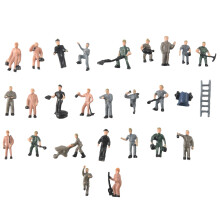 25 Stuks 1:87 Beeldjes Geschilderde Figuren Miniaturen van Spoorwegarbeiders met Emmer en Ladder