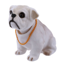 White Light Gray Shaking Nodding Bulldog Dog Decoration for Car