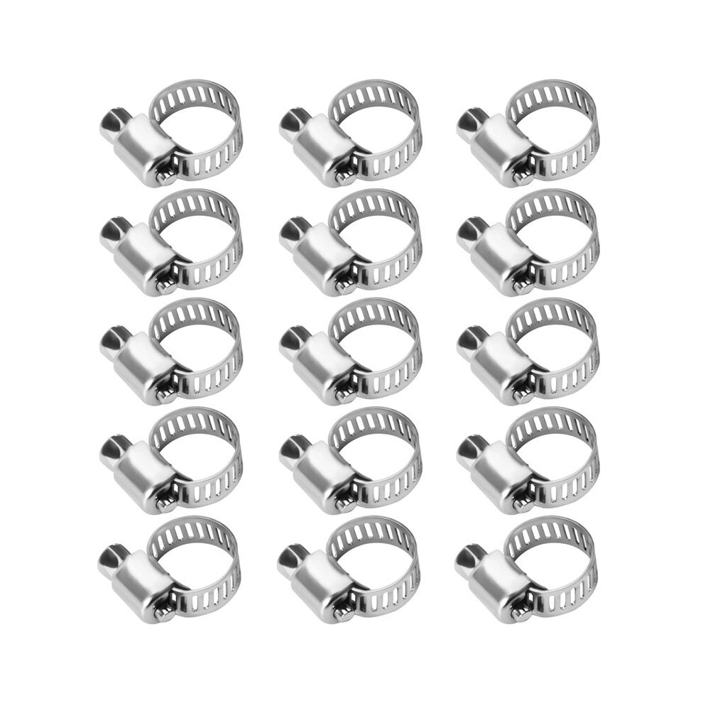15 Pcs Stainless Steel 8Mm To 12Mm Hose Pipe Clamps Clips Fastener 6032616921343