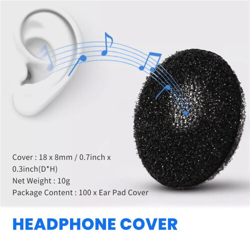 Fasdga 100 Pcs Black Sponge Earbud Headphone Cap Ear Pads Cover Replacement 2