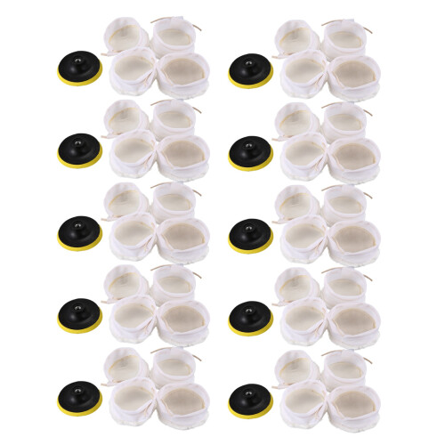 50Pcs Polisher / Buffer Kit Soft Wool Bonnet Pad White: 4 Pouces