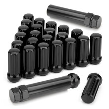 M14X1.5 Radmuttern, 24 StüCk 14Mmx1.5 7 Spline Drive Ahle Acorn Cone Radmuttern 2 Zoll Lang Schwarz mit 2 SteckschlüSseln