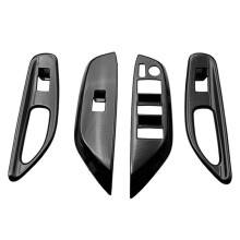 Auto GläNzend Schwarz Fensterglas Lift Button Trim Schalterabdeckung TüR Armlehne Panel für YARiS 2020-2023 LHD