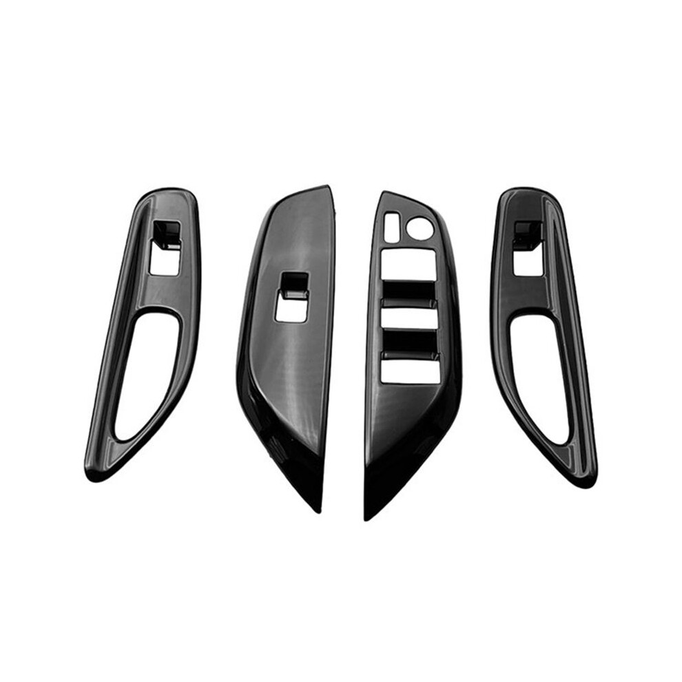 Car Glossy Window Glass Lift Button Trim Cover Door Armrest Panel For Yaris 2020-2023 Lhd Black 6033357102442