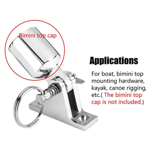 Bimini Top Deck Hinge with Quick Release Pin, Bimini Top Fitting Hardware 90 Deck Hinge, Installation Screws 2