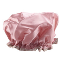 Double-Layer Shower Cap Women's Waterproof Cap Bath Long Hair Shower Cap Hair Cover Lampblack Dry Hair Cap Champagne