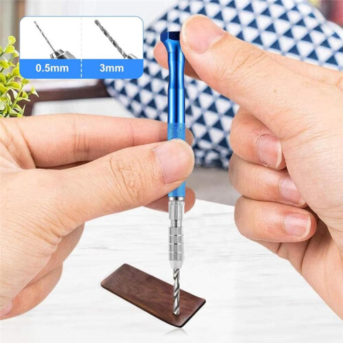 Pin Vise Hand Drill Set with Semi-Automatic Spiral Hand Drill Rotary Tool and 25 Micro-Type Twist Drill Bits (0.5-3mm) 1
