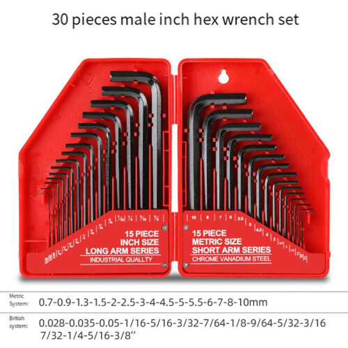 30Pcs Hexagonal Wrench Tool Set SAE & Metric Hex Wrenches L-Shaped Mechanical Hand Tools Screwdriver Kit 2