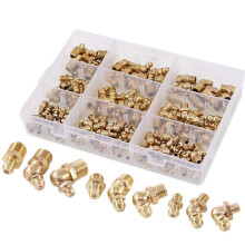 Kit de Surtido de Engrasador HidráUlico de LatóN EstáNdar MéTrico de 145 Piezas - Recto, 90 Grados, Zerk en áNgulo de 45 Grados