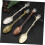 Vintage Engraved Coffee Dessert Spoon Set, Crystal Pattern Alloy Leaf Spoon Mug Coffee Ice Cream Spoon 2