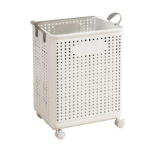 Gospodarski Składany Kosz na Brudną Bieliznę, Łazienkowy Kosz na Pranie z Koszem na Kółkach 37,7x31x50cm