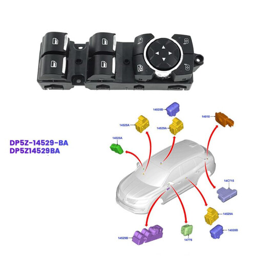 Car Master Window  DP5Z-14529-BA för   MKC MKZ MKX 2015-2020 Power Window Lift  Control Button 1