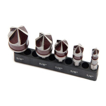 5 Flute Metal M35 Cobalt Countersink Drill Bit Set 82 5pcs 1/4In Hex Shank Countersunk Bit Set 1/4In 3/8In 1/2In 5/8In