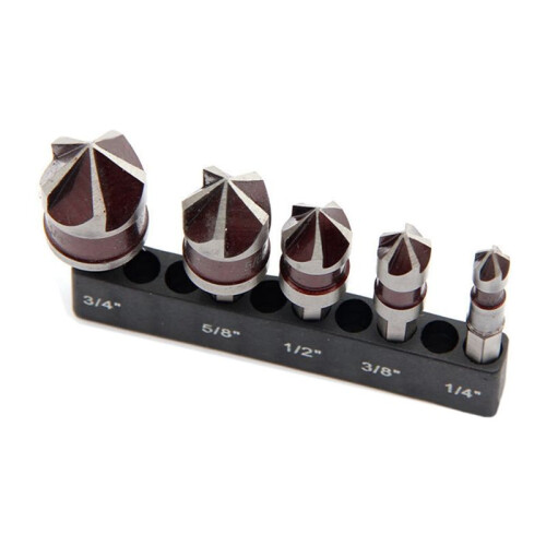 5 Flute Metal M35 Cobalto Conjunto de Brocas Escareadas 82 5 Peças 1/4 Polegadas Haste Sextavada Conjunto Brocas Escareadas 1/4 Polegadas 3/8