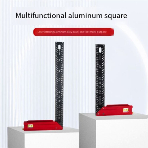 New High-Precision Aluminum Alloy Multi-Function 90 Degree Woodworking Square Combination Square Hole Ruler 30CM 2