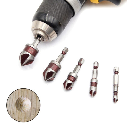 5 Flute Metal M35 Cobalto Conjunto de Brocas Escareadas 82 5 Peças 1/4 Polegadas Haste Sextavada Conjunto Brocas Escareadas 1/4 Polegadas 3/8 1