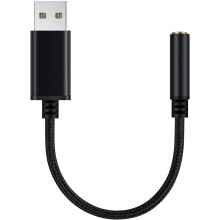 USB Naar 3,5 Mm Hoofdtelefoonaansluiting Audio-Adapter, Externe Stereogeluidskaart voor Pc, Laptop, voor PS4, voor Enz. (0,6 Voet, Zwart)