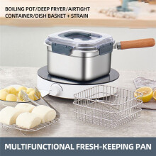 Poêle à Frire Extérieure Boîte de Rangement Alimentaire Friteuse Portable Cuiseur Vapeur Marmite Électrique à Gaz Ustensiles de Cuisine
