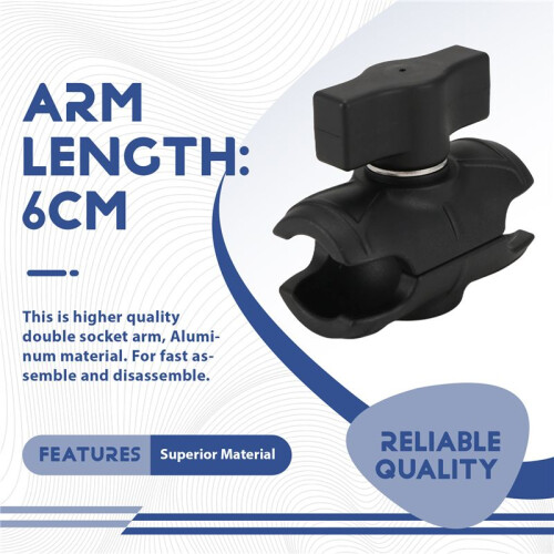 Nylon Arm 6cm Double Socket Arm with 1 Inch  Base Mount Motorcycle Camera Extension Arm 1