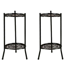 2X Two-Layer Elegant Metal Plant Stand Shelf Potted Plant Holder Modern Tall Plant Pot Stands for Indoor Outdoor Decor B