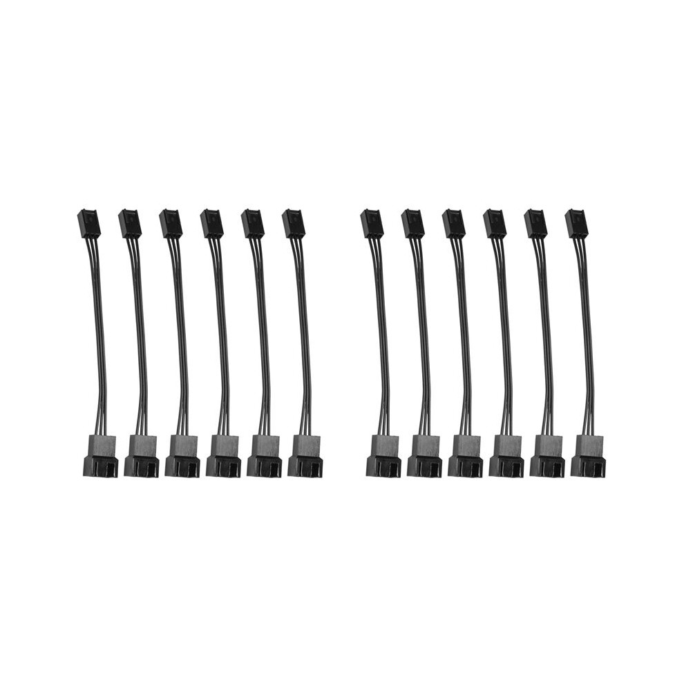 12Pcs 4Pin Pwm To 3Pin Standard Fan Adapter Cable Black 6031449984518