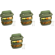 4X Lunchbox,Läcksäker Bento Box för Barn Vuxna, Bestickset Bento LåDor, för Barn Män Kvinnor Vuxna Arbetsskolor Grön
