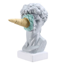 Ice Cream Smashing David Statue European Modern Simple David  Bust Statue Bedroom Living Room Porch Desktop Decor A