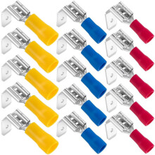 15 Conectores de Horquilla Semiaislados, Kit Surtido de Conectores de Horquilla, Terminales de Crimpado de Cable Hembra/Macho, 22-10 AWG