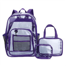 Unisex Waterproof Backpack Transparent Teenagers Large Capacity Backpacks 3-Piece Suit Portable Multifunctional Bag,C