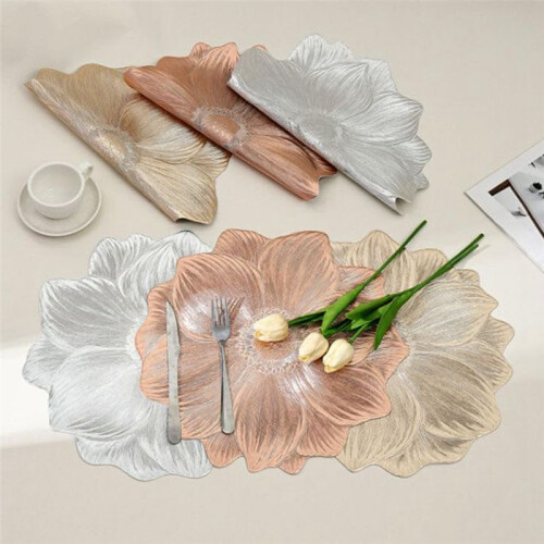Lotus-Shaped Heat-Resistant Placemat for Dining Table, Elegant Table Decor, 3-Pack 1