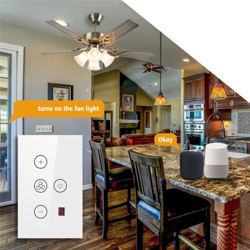 Tuya Wifi Five-Speed Fan Light  Thyristor Speed Adjustment Touch Panel  Remote Control 1