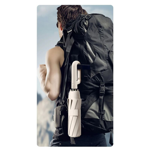Automatic Folding Umbrella with Hook Handle Rainproof, Portable Sunshade for Travel Black 2