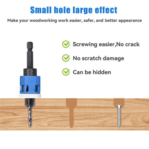 5pcs/Set Countersink Drill Bit with Adjustable Depth Stop Low Friction Hole Opener Countersunk Drill Bit Carpentry 2