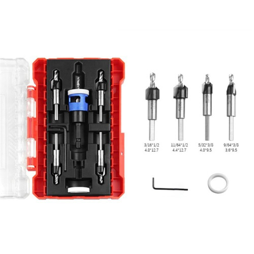 5pcs/Set Countersink Drill Bit with Adjustable Depth Stop Low Friction Hole Opener Countersunk Drill Bit Carpentry 1